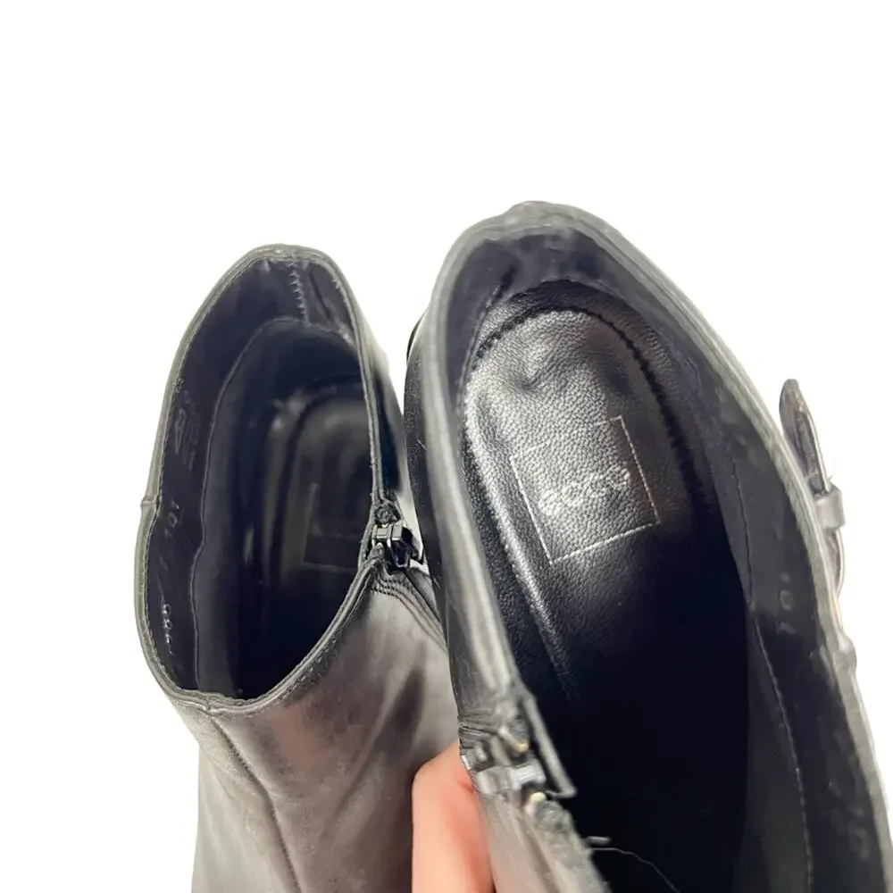 Vintage Ecco Black Leather Square Toe Ankle Boots Booties‎ Size 7